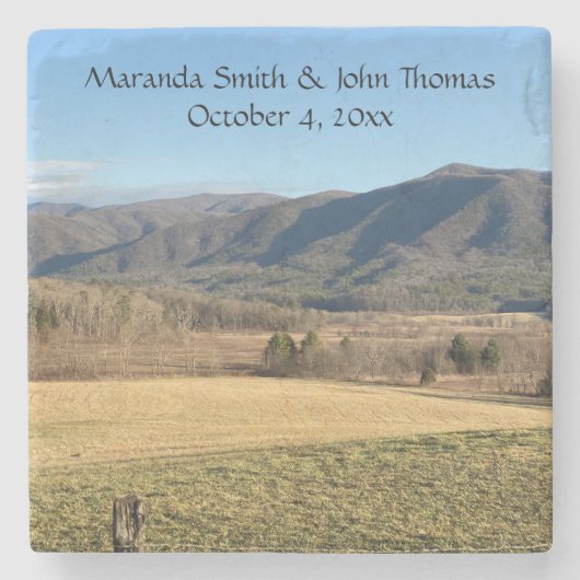 Smoky Mountain Cades Cove Wedding Stenen Onderzetter (Voorkant)