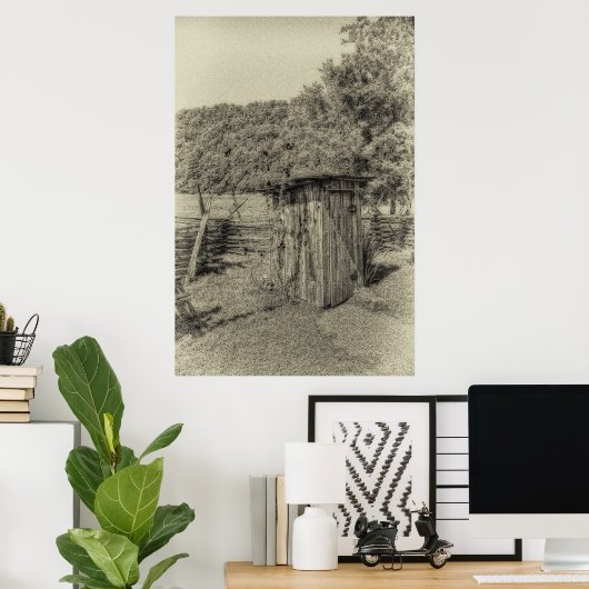 Smoky Mountain Outhouse Poster (Thuiskantoor)