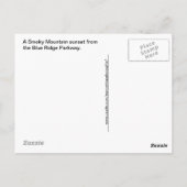 Smoky Mountain Sunset Blue Ridge Parkway Foto Briefkaart (Achterkant)