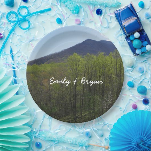 Smoky Mountains in Spring Landscape Papieren Bordje (Feest)