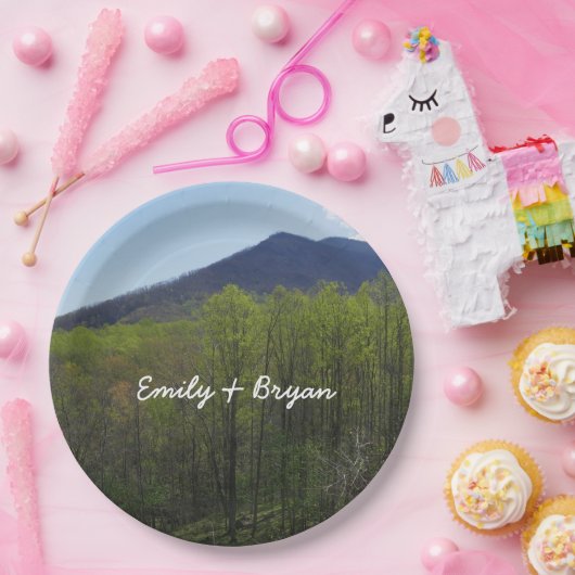 Smoky Mountains in Spring Landscape Papieren Bordje (Feest)