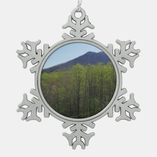 Smoky Mountains in Spring Landscape Tin Sneeuwvlok Ornament (Voorkant)