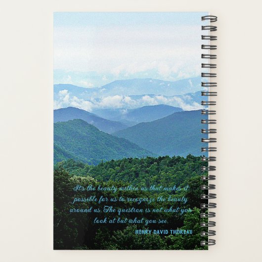 Smoky Mountains Thoreau Quote Blauw Groen Custom Planner (Achterkant)