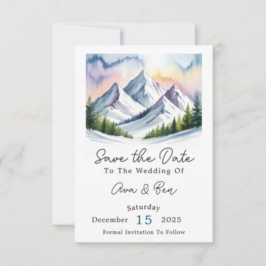 Smoky Mountains winterhuwelijk Save The Date (Voorkant)