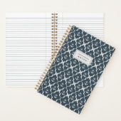 Smoky Navy Blue Nautical Anchor Ogee Personalized Notitieboek (Binnen)