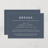 Smoky Navy Blue Simple Wedding Details Informatie Informatiekaartje (Voorkant / Achterkant)