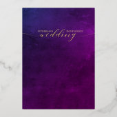 Smoky Paars & Gold Elegant Wedding Folie Uitnodiging (Achterkant)