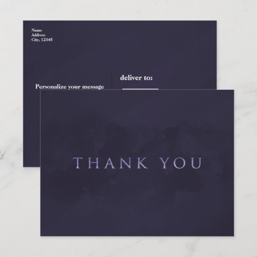 Smoky Plum Grey Chic Glam Modern DANK JE Briefkaart (Voorkant / Achterkant)