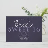 Smoky Plum Grey SWEET 16 Birthday Party Invitation Kaart (Staand voorkant)
