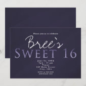 Smoky Plum Grey SWEET 16 Birthday Party Invitation Kaart (Voorkant / Achterkant)