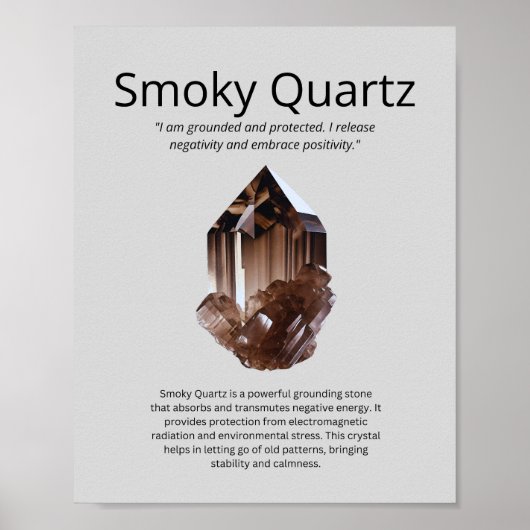 Smoky Quartz Crystal Betekenis Poster (Voorkant)