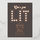 Smoky Quartz Get Lit Retro Christmas Party Folie Uitnodiging (Voorkant)