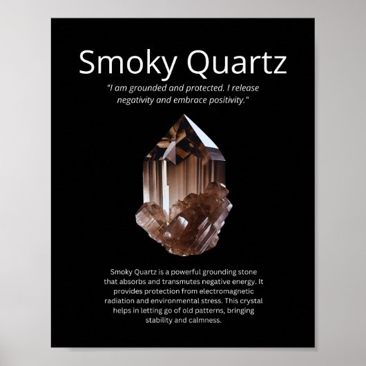 Smoky Quartz Stone Crystal Betekenis Poster (Voorkant)