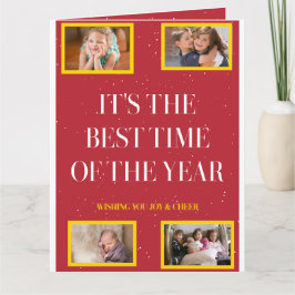 Smoky Red Gold Frame Holiday Cheer Kaart