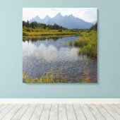 Smoky Reflections of the Grand Tetons Canvas Afdruk (Insitu (Houten vloer))