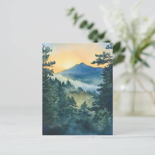 Smoky Sleeping Ute Mountain waterverf Briefkaart (Staand voorkant)