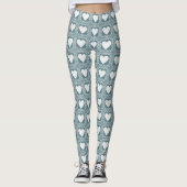 Smoky Teal Geometric Hearts Valentine Gift Leggings (Voorkant)