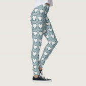 Smoky Teal Geometric Hearts Valentine Gift Leggings (Rechts)