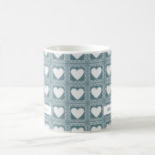 Smoky Teal Geometric Hearts Valentine’s Gift Koffiemok (Center)