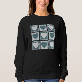 Smoky Teal Geometric Hearts Valentine’s Gift Trui