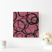 Smoky Topaz and Black Circles  Vierkante Klok (Huis)