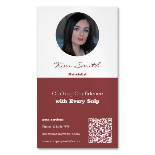 Smoky Topaz Wit Professioneel Haar Stylist CTA Magnetisch Visitekaartje (Voorkant Verticaal)