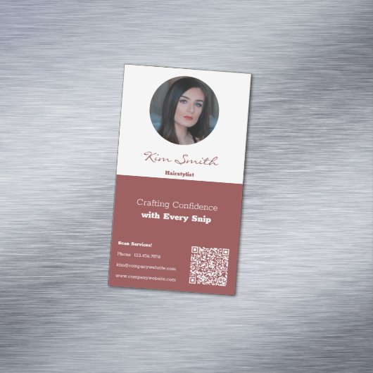 Smoky Topaz Wit Professioneel Haar Stylist CTA Magnetisch Visitekaartje (Voorbeeld)