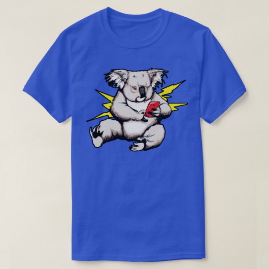 Smombie Coala verveelde Coala met mobiele telefoon T-shirt (Design voorkant)
