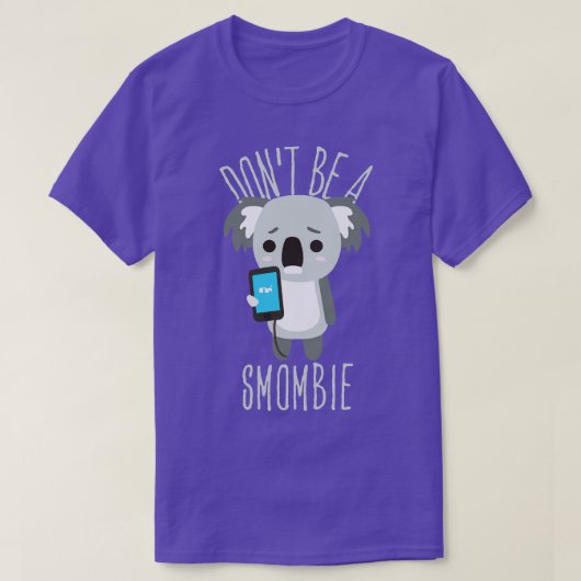 Smombie Coala verveelde Coala met mobiele telefoon T-shirt (Design voorkant)
