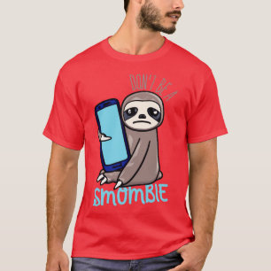 Smombie luiaard verveeld luiaard met mobiele telef t-shirt