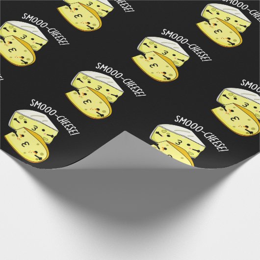 Smoo-cheese Funny Cheese Pun Dark BG Cadeaupapier (Hoek)