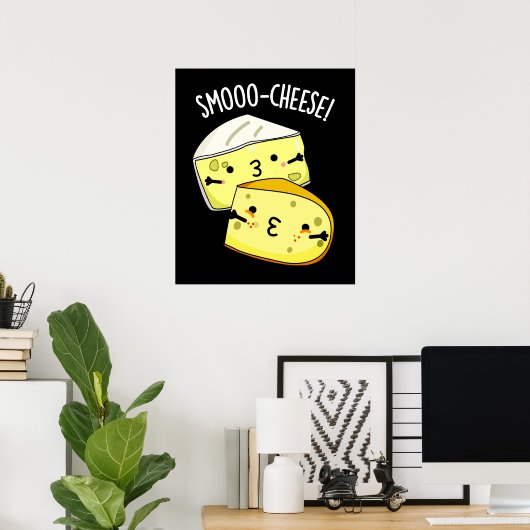 Smoo-cheese Funny Cheese Pun Dark BG Poster (Thuiskantoor)