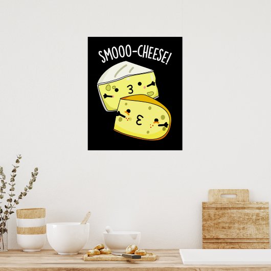Smoo-cheese Funny Cheese Pun Dark BG Poster (Keuken)