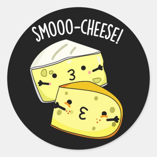 Smoo-cheese Funny Cheese Pun Dark BG Ronde Sticker (Voorkant)