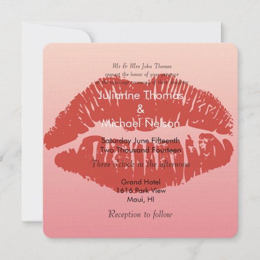 Smooch Lips Bruiloft Kaart (Voorkant)