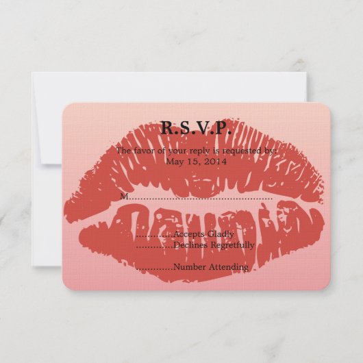 Smooch Lips Bruiloft RSVP Kaartje (Voorkant)