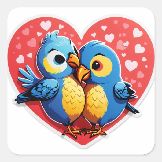 Smooches for You! – Lovebird Kiss Sticker (Voorkant)