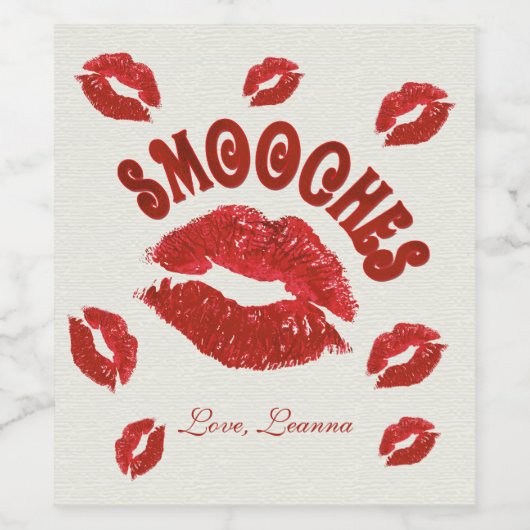 Smooches, rode lippen wijn etiket (Enkel label)
