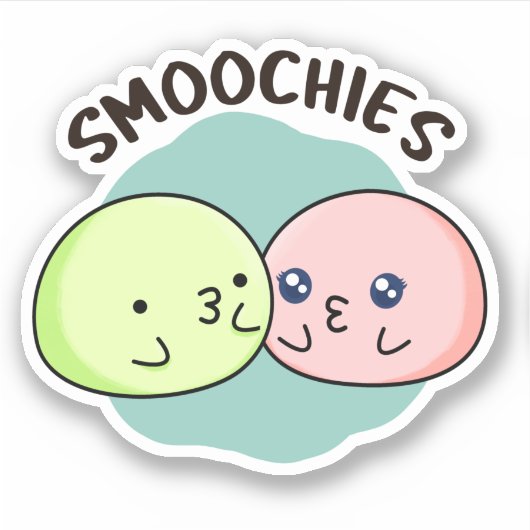 Smoochies Grappig Kussen Mochi Pun Sticker (Voorkant)