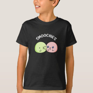 Smoochies Grappig zoenen Mochi Pun Donker BG T-shirt
