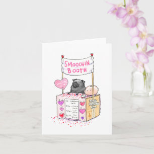 Smoochin' Booth black pug Valentijn card Kaart