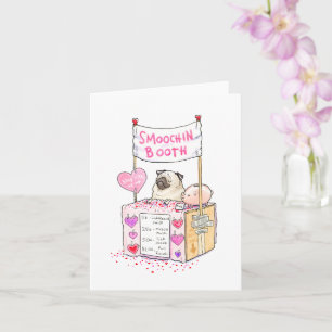Smoochin' Booth schattige pug Valentijnskaart Kaart