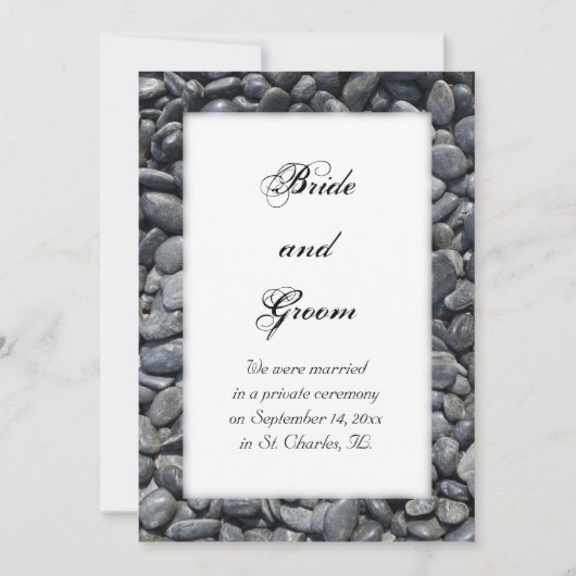 Smooth Black Pebbles huwelijkskondiging Aankondiging (Voorkant)
