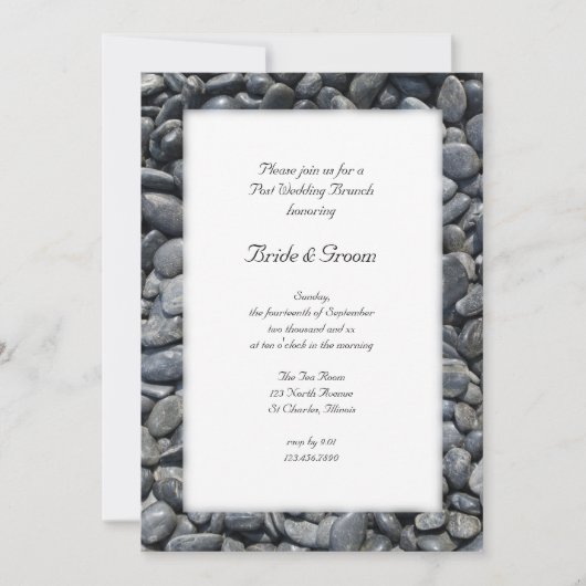 Smooth Black Pebbles Post Wedding Brunch Kaart (Voorkant)