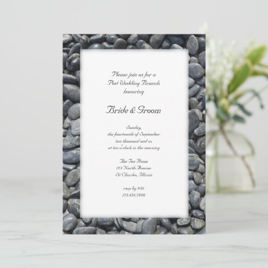 Smooth Black Pebbles Post Wedding Brunch Kaart (Staand voorkant)