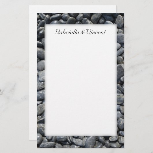 Smooth Black Pebbles Weddenschap Briefpapier (Voorkant / Achterkant)