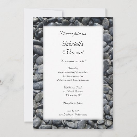 Smooth Black Pebbles Weddenschap Kaart (Voorkant)