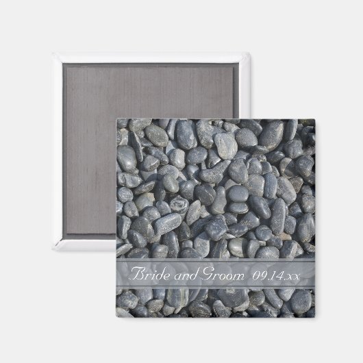 Smooth Black Pebbles Weddenschap Magneet (Voorkant / Achterkant)