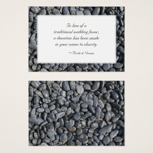 Smooth Black Pebbles Wedding Charity Favor Kaart (Voorkant /achterkant)