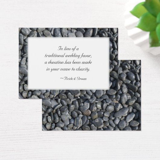 Smooth Black Pebbles Wedding Charity Favor Kaart (Bureau)